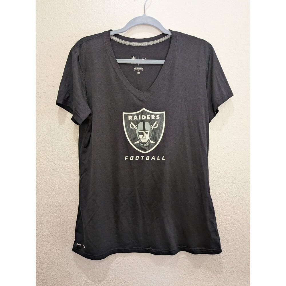 Womens Raiders Football T shirt Nike Dri-Fit V Neck Size Large